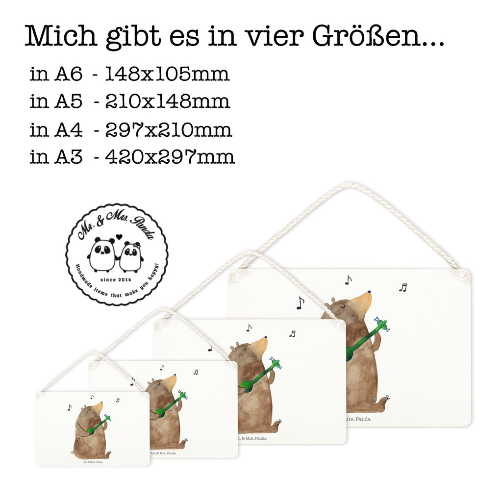 Deko Schild Bär Gitarre  Dekoschild, Deko Schild, Schild, Tür Schild, Türschild, Holzschild, Wandschild, Wanddeko  Bär, Teddy, Teddybär