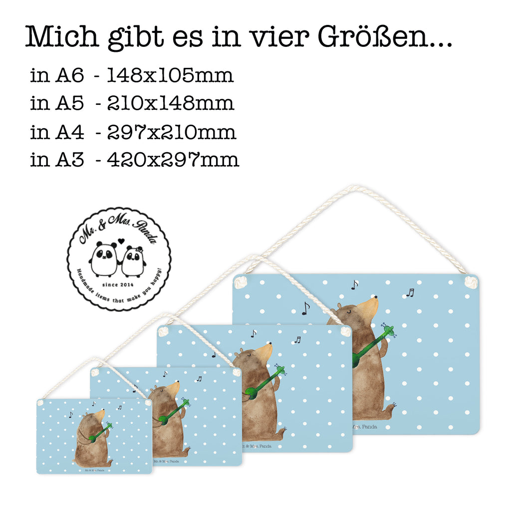 Deko Schild Bär Gitarre  Dekoschild, Deko Schild, Schild, Tür Schild, Türschild, Holzschild, Wandschild, Wanddeko  Bär, Teddy, Teddybär