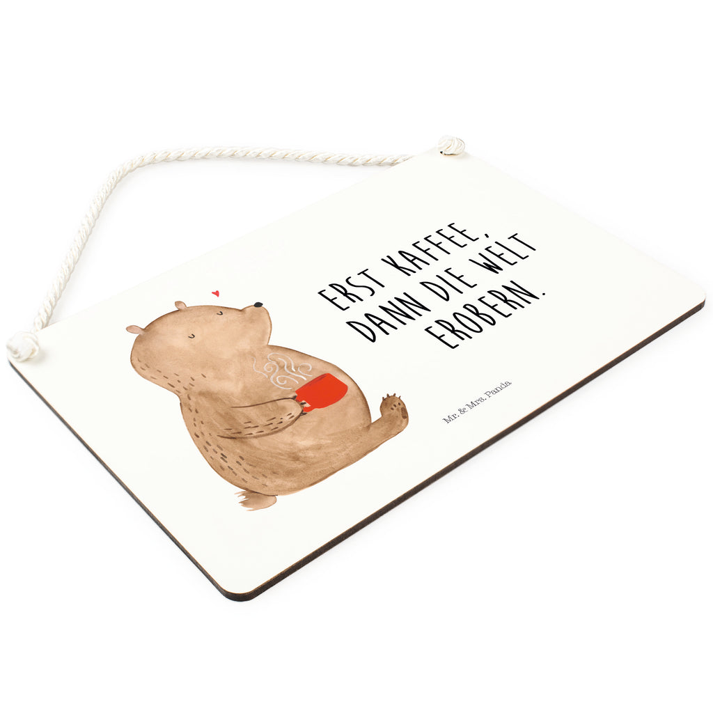 Deko Schild Bär Kaffee Dekoschild, Deko Schild, Schild, Tür Schild, Türschild, Holzschild, Wandschild, Wanddeko, Bär, Teddy, Teddybär, Kaffee, Coffee, Bären, guten Morgen, Morgenroutine, Welt erobern, Welt retten, Motivation