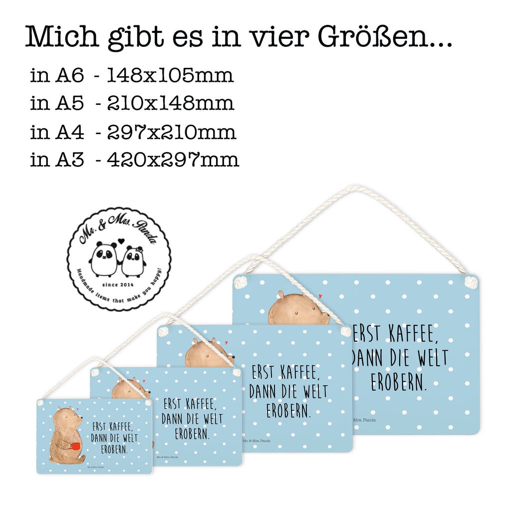 Deko Schild Bär Kaffee Dekoschild, Deko Schild, Schild, Tür Schild, Türschild, Holzschild, Wandschild, Wanddeko, Bär, Teddy, Teddybär, Kaffee, Coffee, Bären, guten Morgen, Morgenroutine, Welt erobern, Welt retten, Motivation