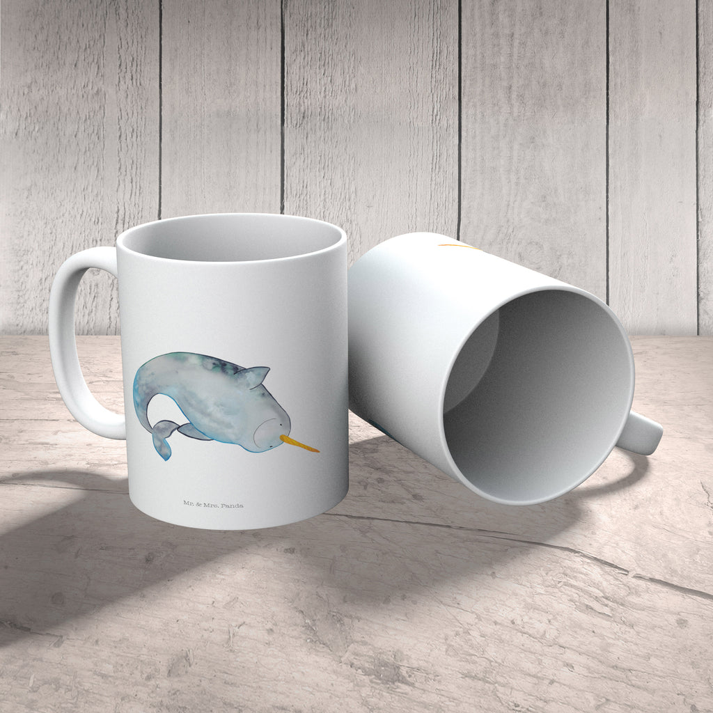 Tasse Narwal Narwal, Wal, Putzen, Hausfrau, Junggesellin, aufräumen, Kinderzimmer,  Becher, Kaffeetasse, Kaffeebecher, Tee, Frühstück, Büro  Meerestiere, Meer, Urlaub
