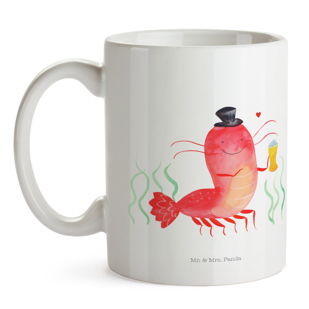 Tasse Hummer mit Weizen Garnele, Garnelen, Bier, Kochen, Männerhaushalt, Junggeselle, Junggesellin, Bierliebhaber, Kneipe, Gasthaus, Wirtschaft Becher, Kaffeetasse, Kaffeebecher, Tee, Frühstück, Büro  Meerestiere, Meer, Urlaub