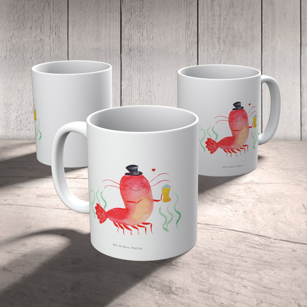 Tasse Hummer mit Weizen Garnele, Garnelen, Bier, Kochen, Männerhaushalt, Junggeselle, Junggesellin, Bierliebhaber, Kneipe, Gasthaus, Wirtschaft Becher, Kaffeetasse, Kaffeebecher, Tee, Frühstück, Büro  Meerestiere, Meer, Urlaub