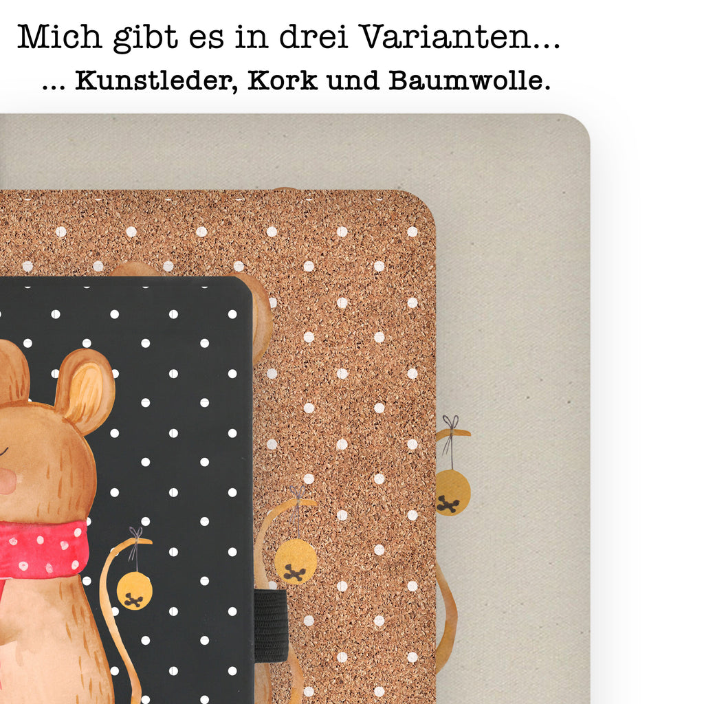DIN A6 Baumwoll Notizbuch Weihnachtsmaus Notizen, Eintragebuch, Tagebuch, Notizblock, Adressbuch, Journal, Kladde, Skizzenbuch, Notizheft, Schreibbuch, Schreibheft, Winter, Weihnachten, Weihnachtsdeko, Nikolaus, Advent, Heiligabend, Wintermotiv, Frohe Weihnachten, Weihnachtsgruß, Weihnachtsmotiv, Maus, Mäuschen, Weihnachtswunder