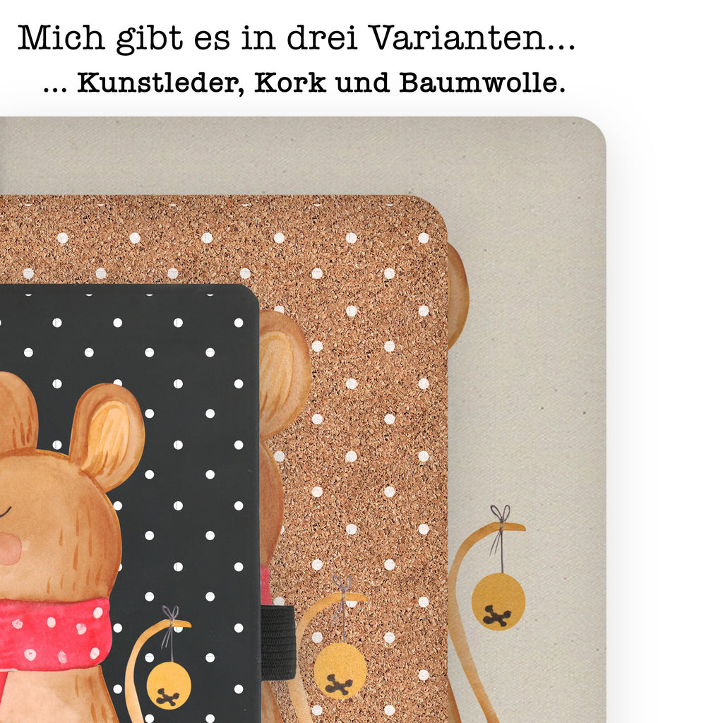 DIN A6 Baumwoll Notizbuch Weihnachtsmaus Notizen, Eintragebuch, Tagebuch, Notizblock, Adressbuch, Journal, Kladde, Skizzenbuch, Notizheft, Schreibbuch, Schreibheft, Winter, Weihnachten, Weihnachtsdeko, Nikolaus, Advent, Heiligabend, Wintermotiv, Frohe Weihnachten, Weihnachtsgruß, Weihnachtsmotiv, Maus, Mäuschen, Weihnachtswunder