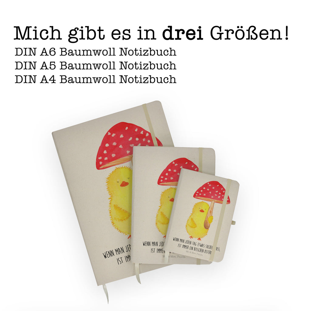 DIN A6 Baumwoll Notizbuch Küken Fliegenpilz Notizen, Eintragebuch, Tagebuch, Notizblock, Adressbuch, Journal, Kladde, Skizzenbuch, Notizheft, Schreibbuch, Schreibheft, Ostern, Osterhase, Ostergeschenke, Osternest, Osterdeko, Geschenk zu Ostern, Küken, Fliegenpilz, Glückspilz, Frohe Ostern, Ostergrüße