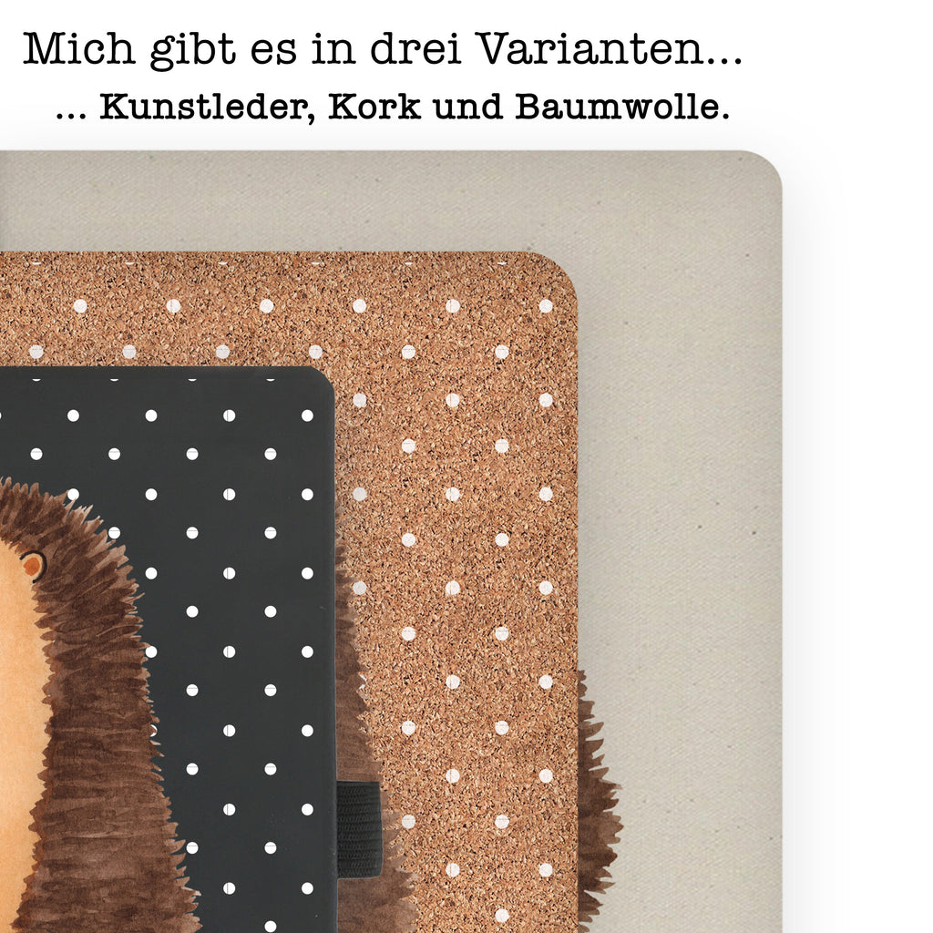 DIN A6 Baumwoll Notizbuch Igel mit Blume Notizen, Eintragebuch, Tagebuch, Notizblock, Adressbuch, Journal, Kladde, Skizzenbuch, Notizheft, Schreibbuch, Schreibheft, Tiermotive, Gute Laune, lustige Sprüche, Tiere, Igel, Gute Besserung, Genesungswünsche, Krankheit, Krankenhaus, krank, Besuch