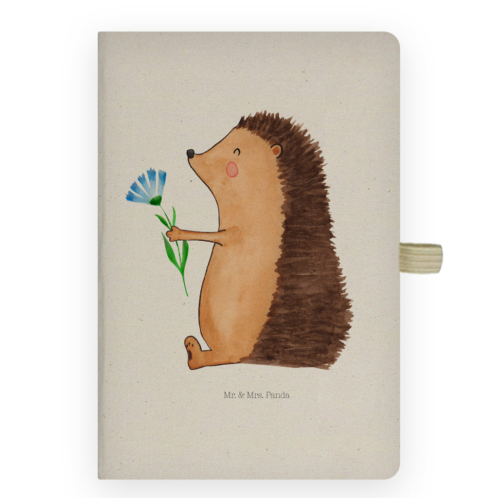 DIN A6 Baumwoll Notizbuch Igel mit Blume Notizen, Eintragebuch, Tagebuch, Notizblock, Adressbuch, Journal, Kladde, Skizzenbuch, Notizheft, Schreibbuch, Schreibheft, Tiermotive, Gute Laune, lustige Sprüche, Tiere, Igel, Gute Besserung, Genesungswünsche, Krankheit, Krankenhaus, krank, Besuch