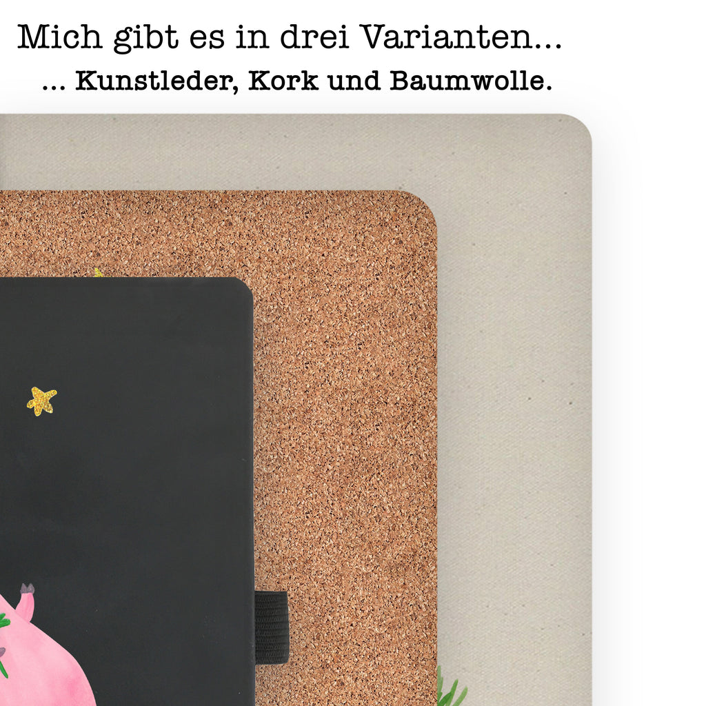 DIN A6 Baumwoll Notizbuch Glücksschwein Notizen, Eintragebuch, Tagebuch, Notizblock, Adressbuch, Journal, Kladde, Skizzenbuch, Notizheft, Schreibbuch, Schreibheft, Tiermotive, Gute Laune, lustige Sprüche, Tiere, Glücksschwein. Glück, Schwein, Schweinchen, Sterne, Sernchen, Ziele, Träume, Motivation, Glücksbringer