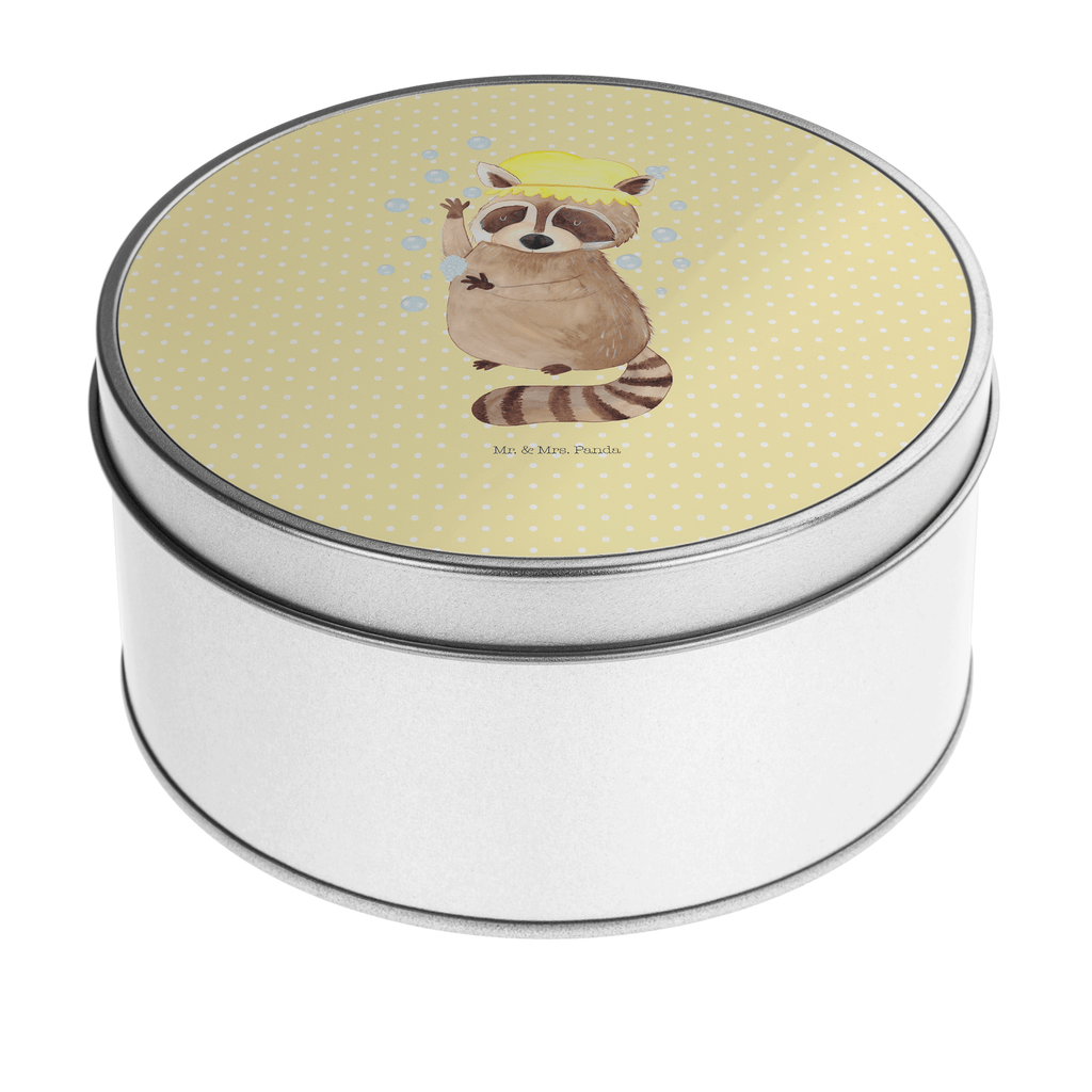 Blechdose rund Waschbär Metalldose, Keksdose, Dose, Vorratsdose, Geschenkbox, Tiermotive, Gute Laune, lustige Sprüche, Tiere, Waschbär, Tagträumen, Plan, Fröhlich, waschen, Seifenblasen