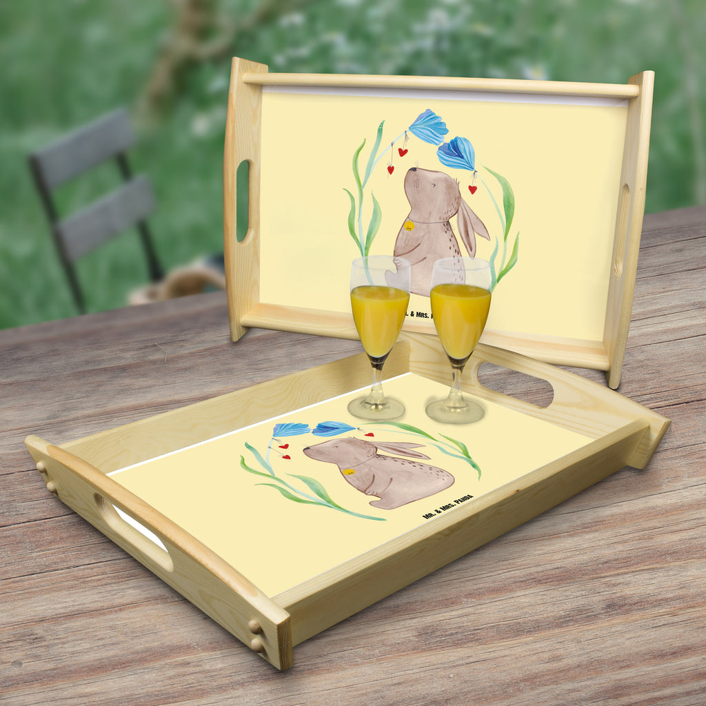 Serviertablett Hase Blume Tablett, Holztablett, Küchentablett, Dekotablett, Frühstückstablett, Ostern, Osterhase, Ostergeschenke, Osternest, Osterdeko, Geschenk zu Ostern, Hase, Kaninchen, Kind, Taufe, Taufgeschenk, Geburt, Schwangerschaft, erstes Kind, Kindergeburtstag, Geburtstag, Hoffnung, Träume