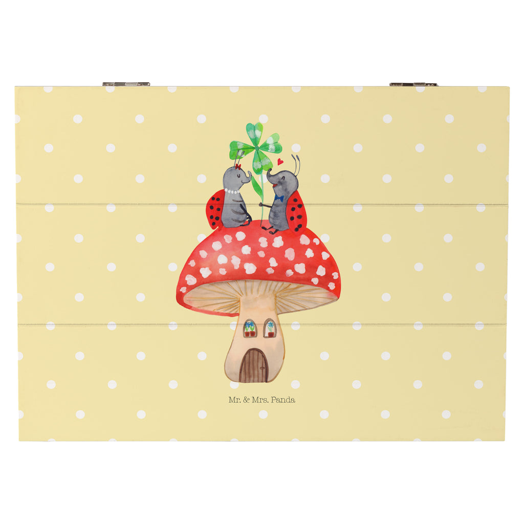 Holzkiste Marienkäfer Paar Fliegenpilz Holzkiste, Kiste, Schatzkiste, Truhe, Schatulle, XXL, Erinnerungsbox, Erinnerungskiste, Dekokiste, Aufbewahrungsbox, Tiermotive, Gute Laune, lustige Sprüche, Tiere, Haus, Wohnung, zuhause, Fliegenpilz, Marienkäfer, Fleigenpilzhaus