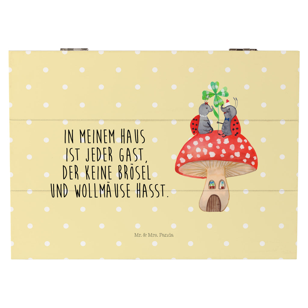 Holzkiste Marienkäfer Paar Fliegenpilz Holzkiste, Kiste, Schatzkiste, Truhe, Schatulle, XXL, Erinnerungsbox, Erinnerungskiste, Dekokiste, Aufbewahrungsbox, Tiermotive, Gute Laune, lustige Sprüche, Tiere, Haus, Wohnung, zuhause, Fliegenpilz, Marienkäfer, Fleigenpilzhaus