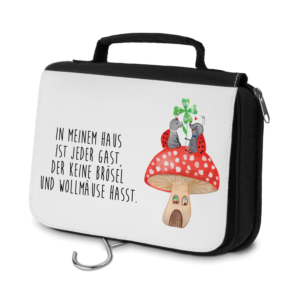 Kulturbeutel Marienkäfer Paar Fliegenpilz Kulturbeutel, Zum Aufhängen, Waschtasche, Kosmetiktasche, Damen, Herren, Aufbewahrungstasche, Schminktasche, Kosmetikbeutel, Organizer, Kulturtasche, Schminkutensil, Tiermotive, Gute Laune, lustige Sprüche, Tiere, Haus, Wohnung, zuhause, Fliegenpilz, Marienkäfer, Fleigenpilzhaus
