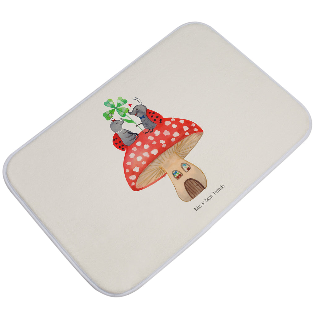 Badvorleger Marienkäfer Paar Fliegenpilz Badematte, Badteppich, Duschvorleger, Badezimmerteppich, Badezimmermatte, Badvorleger, Duschmatte, Duschteppich, Tiermotive, Gute Laune, lustige Sprüche, Tiere, Haus, Wohnung, zuhause, Fliegenpilz, Marienkäfer, Fleigenpilzhaus
