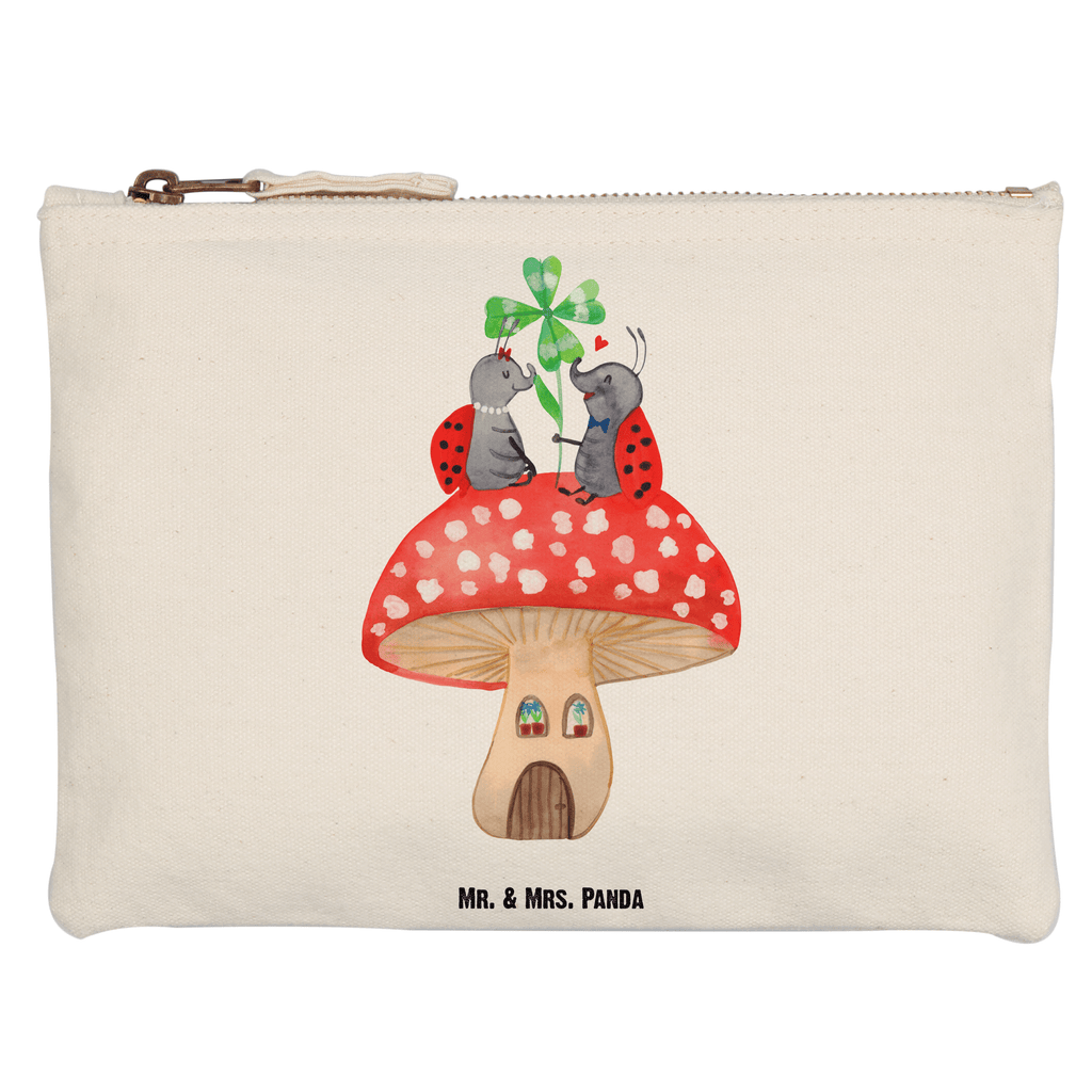 Schminktasche Marienkäfer Paar Fliegenpilz Schminktasche, Kosmetiktasche, Kosmetikbeutel, Stiftemäppchen, Etui, Federmappe, Makeup, XXL, Schminketui, Kosmetiketui, Schlamperetui, Tiermotive, Gute Laune, lustige Sprüche, Tiere, Haus, Wohnung, zuhause, Fliegenpilz, Marienkäfer, Fleigenpilzhaus
