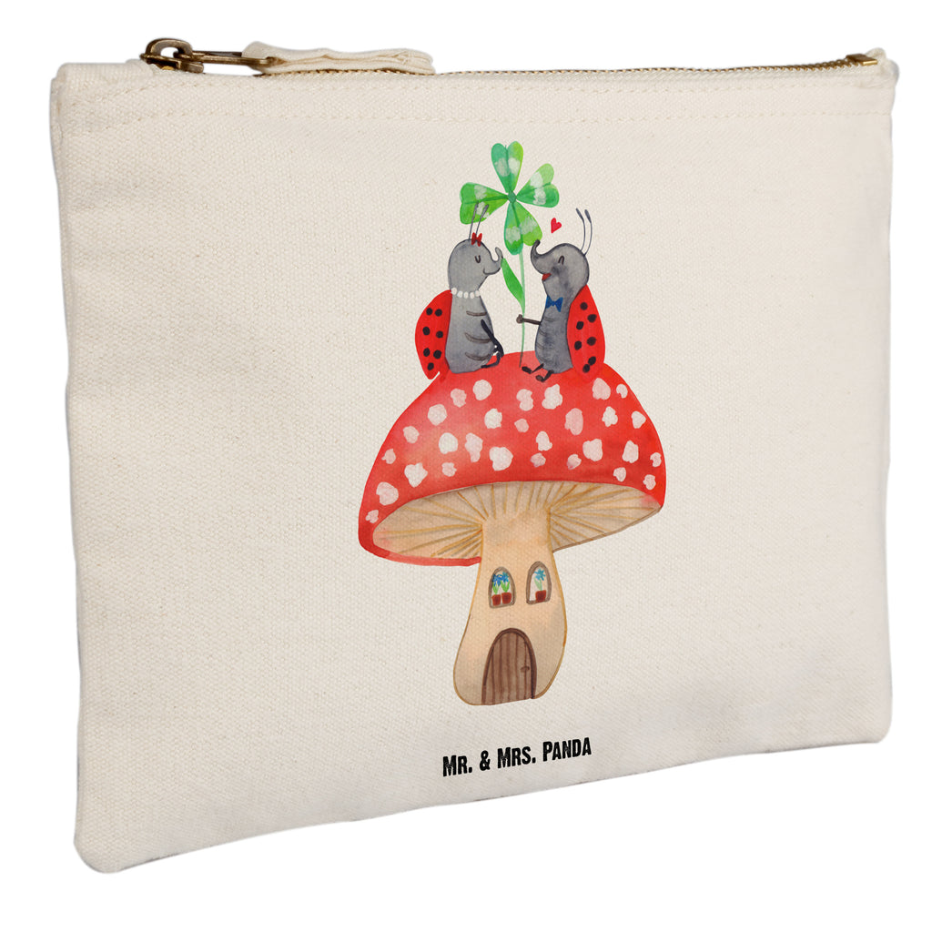 Schminktasche Marienkäfer Paar Fliegenpilz Schminktasche, Kosmetiktasche, Kosmetikbeutel, Stiftemäppchen, Etui, Federmappe, Makeup, XXL, Schminketui, Kosmetiketui, Schlamperetui, Tiermotive, Gute Laune, lustige Sprüche, Tiere, Haus, Wohnung, zuhause, Fliegenpilz, Marienkäfer, Fleigenpilzhaus