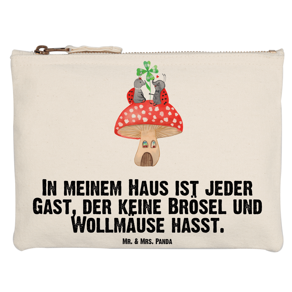Schminktasche Marienkäfer Paar Fliegenpilz Schminktasche, Kosmetiktasche, Kosmetikbeutel, Stiftemäppchen, Etui, Federmappe, Makeup, XXL, Schminketui, Kosmetiketui, Schlamperetui, Tiermotive, Gute Laune, lustige Sprüche, Tiere, Haus, Wohnung, zuhause, Fliegenpilz, Marienkäfer, Fleigenpilzhaus