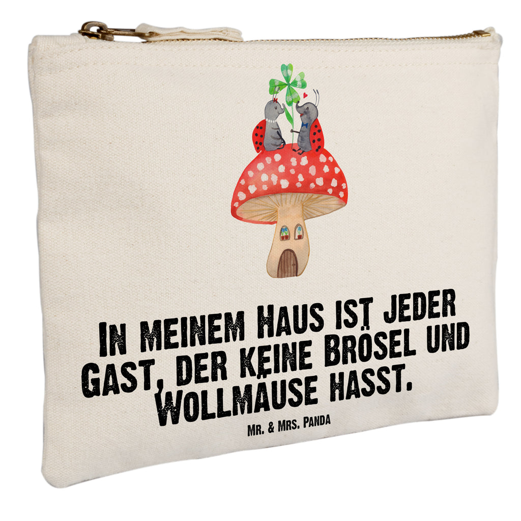 Schminktasche Marienkäfer Paar Fliegenpilz Schminktasche, Kosmetiktasche, Kosmetikbeutel, Stiftemäppchen, Etui, Federmappe, Makeup, XXL, Schminketui, Kosmetiketui, Schlamperetui, Tiermotive, Gute Laune, lustige Sprüche, Tiere, Haus, Wohnung, zuhause, Fliegenpilz, Marienkäfer, Fleigenpilzhaus