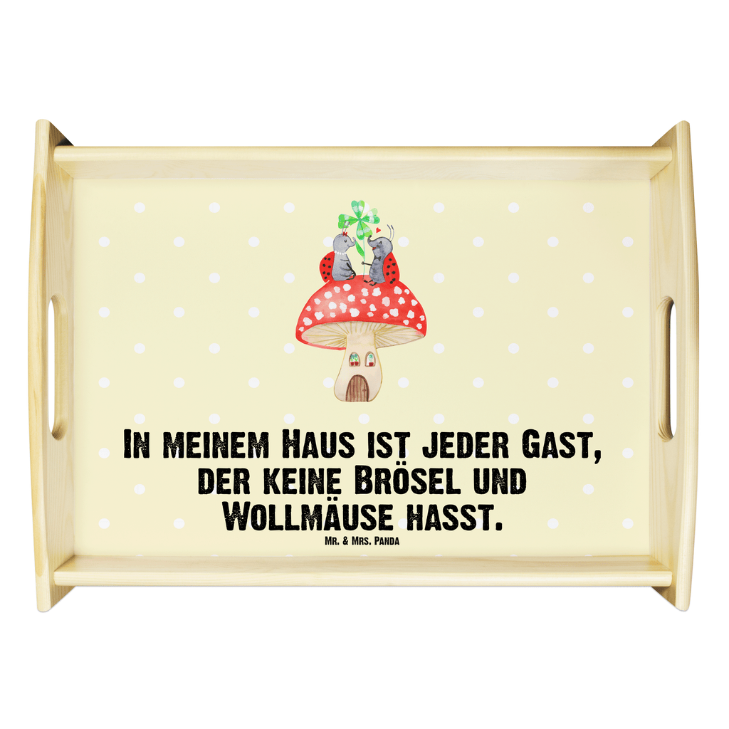 Serviertablett Marienkäfer Paar Fliegenpilz Tablett, Holztablett, Küchentablett, Dekotablett, Frühstückstablett, Tiermotive, Gute Laune, lustige Sprüche, Tiere, Haus, Wohnung, zuhause, Fliegenpilz, Marienkäfer, Fleigenpilzhaus