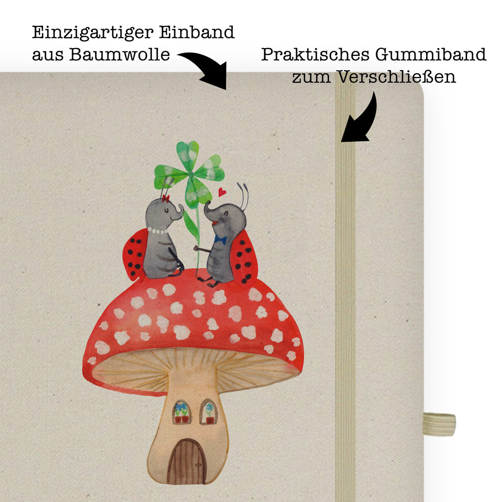 DIN A5 Baumwoll Notizbuch Marienkäfer Paar Fliegenpilz Notizen, Eintragebuch, Tagebuch, Notizblock, Adressbuch, Journal, Kladde, Skizzenbuch, Notizheft, Schreibbuch, Schreibheft, Tiermotive, Gute Laune, lustige Sprüche, Tiere, Haus, Wohnung, zuhause, Fliegenpilz, Marienkäfer, Fleigenpilzhaus