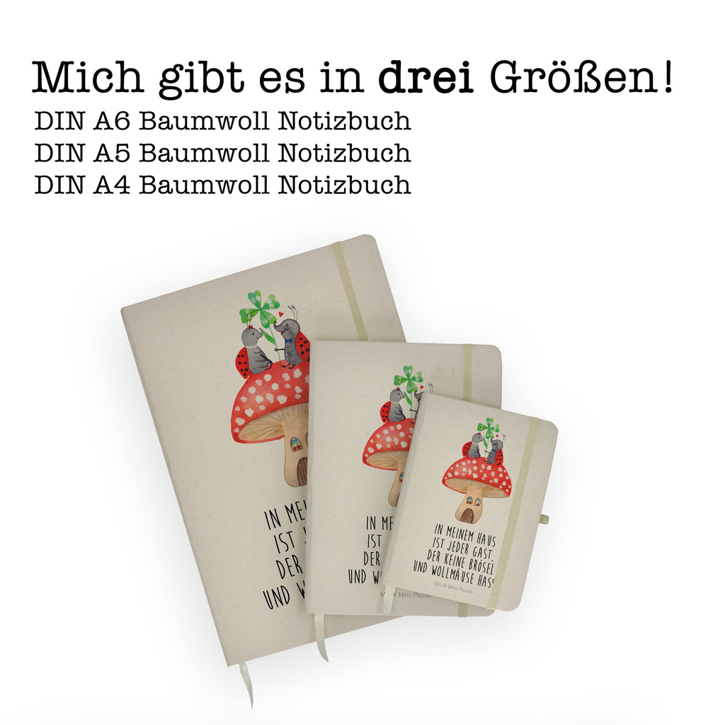 DIN A5 Baumwoll Notizbuch Marienkäfer Paar Fliegenpilz Notizen, Eintragebuch, Tagebuch, Notizblock, Adressbuch, Journal, Kladde, Skizzenbuch, Notizheft, Schreibbuch, Schreibheft, Tiermotive, Gute Laune, lustige Sprüche, Tiere, Haus, Wohnung, zuhause, Fliegenpilz, Marienkäfer, Fleigenpilzhaus
