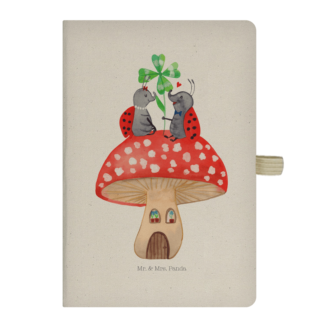 DIN A5 Baumwoll Notizbuch Marienkäfer Paar Fliegenpilz Notizen, Eintragebuch, Tagebuch, Notizblock, Adressbuch, Journal, Kladde, Skizzenbuch, Notizheft, Schreibbuch, Schreibheft, Tiermotive, Gute Laune, lustige Sprüche, Tiere, Haus, Wohnung, zuhause, Fliegenpilz, Marienkäfer, Fleigenpilzhaus