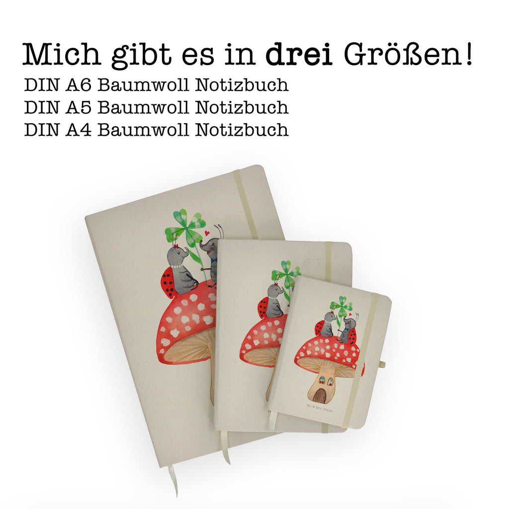 DIN A5 Baumwoll Notizbuch Marienkäfer Paar Fliegenpilz Notizen, Eintragebuch, Tagebuch, Notizblock, Adressbuch, Journal, Kladde, Skizzenbuch, Notizheft, Schreibbuch, Schreibheft, Tiermotive, Gute Laune, lustige Sprüche, Tiere, Haus, Wohnung, zuhause, Fliegenpilz, Marienkäfer, Fleigenpilzhaus