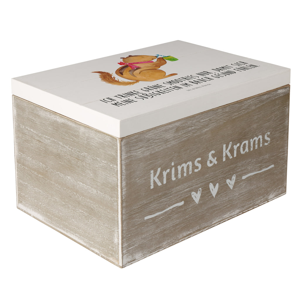 Holzkiste Eichhörnchen Smoothie Holzkiste, Kiste, Schatzkiste, Truhe, Schatulle, XXL, Erinnerungsbox, Erinnerungskiste, Dekokiste, Aufbewahrungsbox, Tiermotive, Gute Laune, lustige Sprüche, Tiere, Green Smoothies, Diät, Abnehmen, Streifenhörnchen, Eichhörnchen