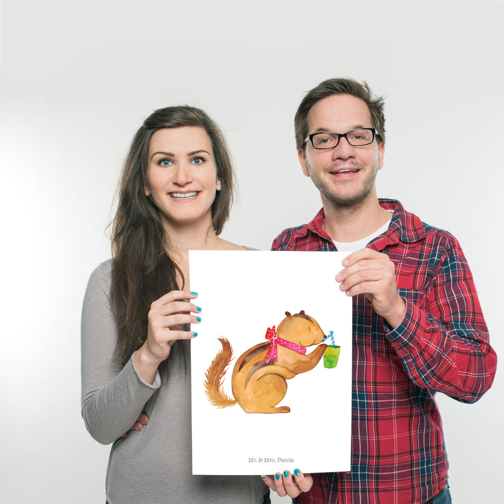 Poster Eichhörnchen Smoothie Poster, Wandposter, Bild, Wanddeko, Küchenposter, Kinderposter, Wanddeko Bild, Raumdekoration, Wanddekoration, Handgemaltes Poster, Mr. & Mrs. Panda Poster, Designposter, Kunstdruck, Posterdruck, Tiermotive, Gute Laune, lustige Sprüche, Tiere, Green Smoothies, Diät, Abnehmen, Streifenhörnchen, Eichhörnchen