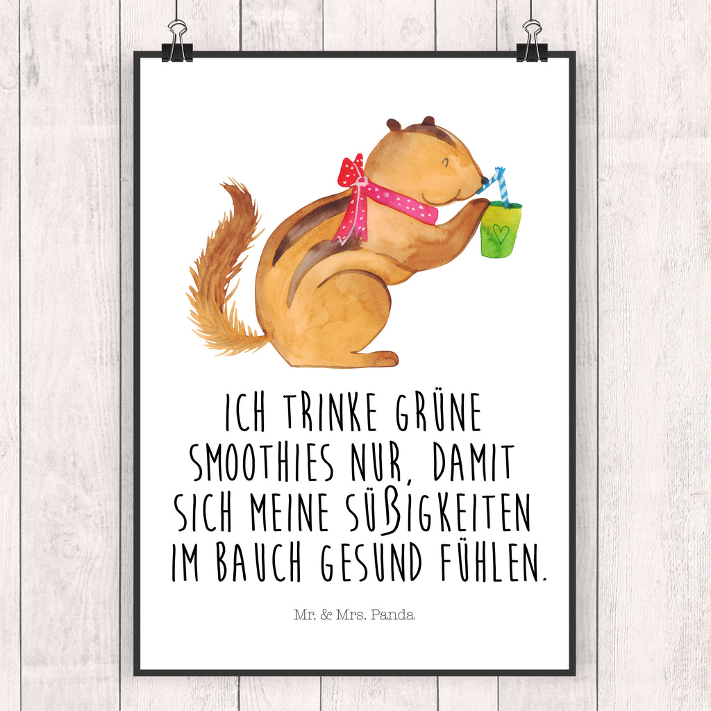 Poster Eichhörnchen Smoothie Poster, Wandposter, Bild, Wanddeko, Küchenposter, Kinderposter, Wanddeko Bild, Raumdekoration, Wanddekoration, Handgemaltes Poster, Mr. & Mrs. Panda Poster, Designposter, Kunstdruck, Posterdruck, Tiermotive, Gute Laune, lustige Sprüche, Tiere, Green Smoothies, Diät, Abnehmen, Streifenhörnchen, Eichhörnchen
