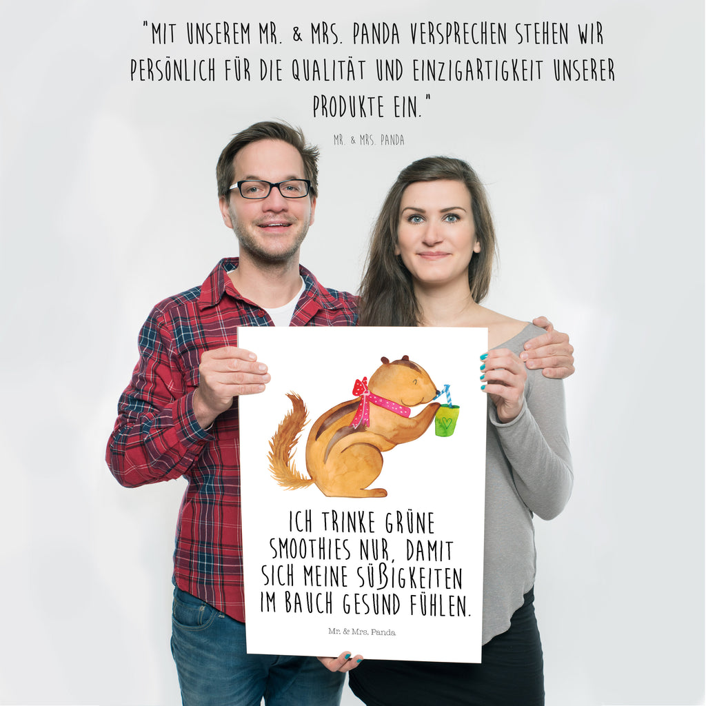 Poster Eichhörnchen Smoothie Poster, Wandposter, Bild, Wanddeko, Küchenposter, Kinderposter, Wanddeko Bild, Raumdekoration, Wanddekoration, Handgemaltes Poster, Mr. & Mrs. Panda Poster, Designposter, Kunstdruck, Posterdruck, Tiermotive, Gute Laune, lustige Sprüche, Tiere, Green Smoothies, Diät, Abnehmen, Streifenhörnchen, Eichhörnchen