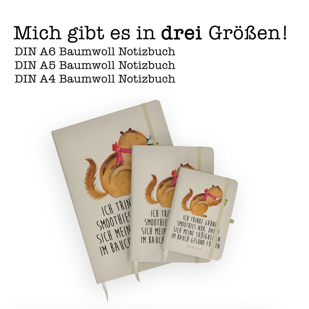 DIN A5 Baumwoll Notizbuch Eichhörnchen Smoothie Notizen, Eintragebuch, Tagebuch, Notizblock, Adressbuch, Journal, Kladde, Skizzenbuch, Notizheft, Schreibbuch, Schreibheft, Tiermotive, Gute Laune, lustige Sprüche, Tiere, Green Smoothies, Diät, Abnehmen, Streifenhörnchen, Eichhörnchen
