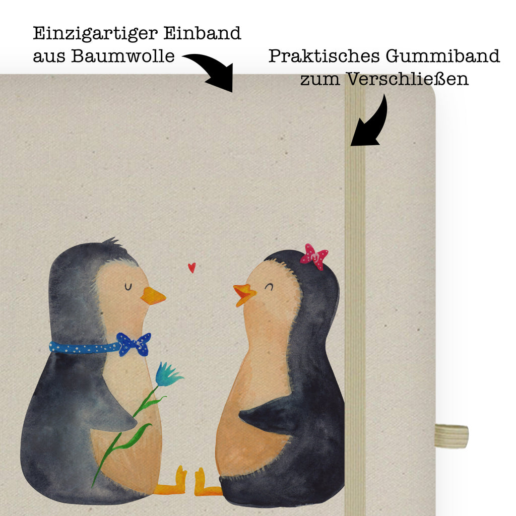 DIN A5 Baumwoll Notizbuch Pinguin Pärchen Notizen, Eintragebuch, Tagebuch, Notizblock, Adressbuch, Journal, Kladde, Skizzenbuch, Notizheft, Schreibbuch, Schreibheft, Pinguin, Pinguine, Liebe, Liebespaar, Liebesbeweis, Liebesgeschenk, Verlobung, Jahrestag, Hochzeitstag, Hochzeit, Hochzeitsgeschenk, große Liebe, Traumpaar