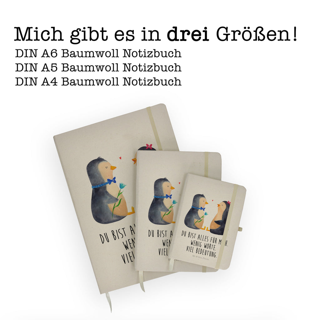 DIN A5 Baumwoll Notizbuch Pinguin Pärchen Notizen, Eintragebuch, Tagebuch, Notizblock, Adressbuch, Journal, Kladde, Skizzenbuch, Notizheft, Schreibbuch, Schreibheft, Pinguin, Pinguine, Liebe, Liebespaar, Liebesbeweis, Liebesgeschenk, Verlobung, Jahrestag, Hochzeitstag, Hochzeit, Hochzeitsgeschenk, große Liebe, Traumpaar