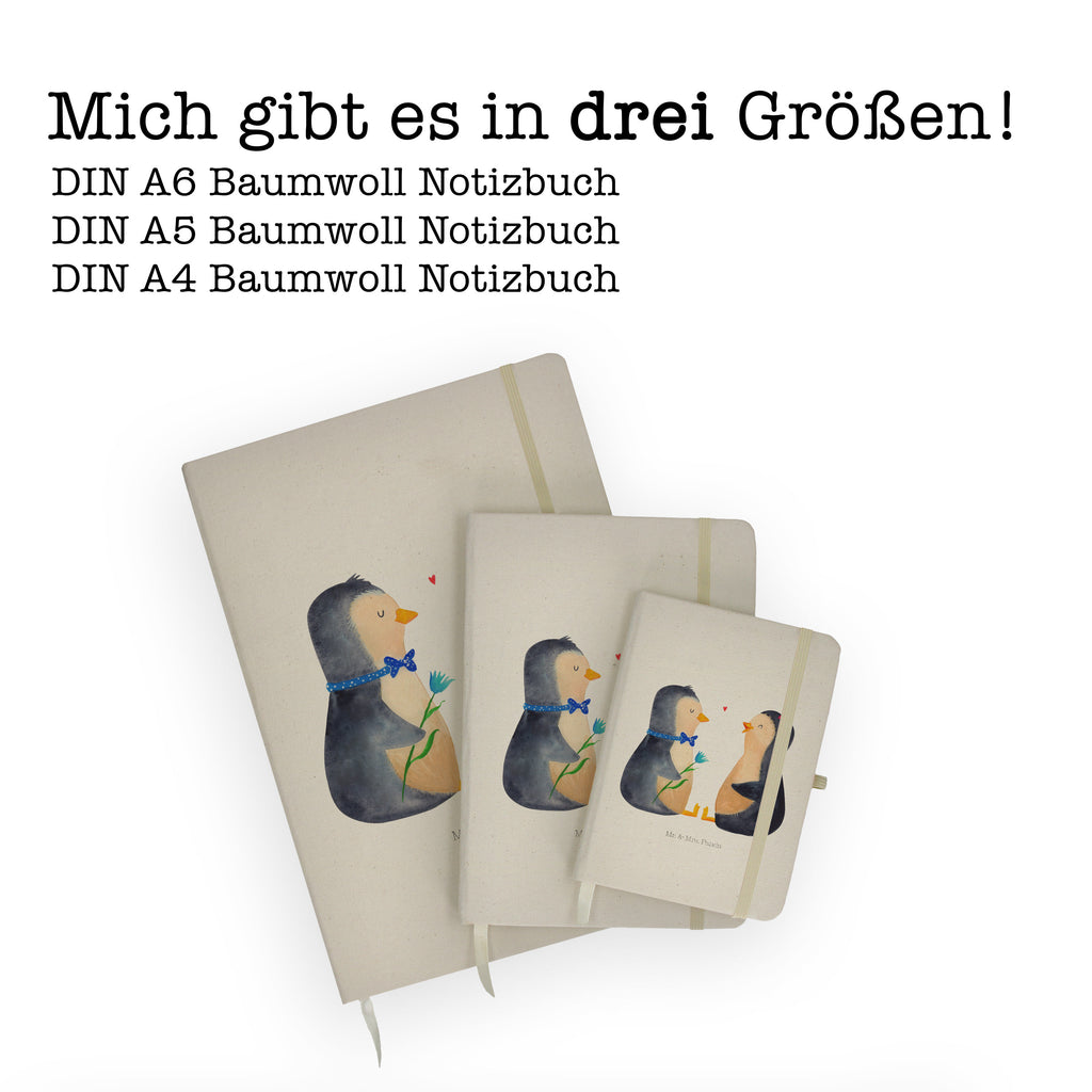 DIN A5 Baumwoll Notizbuch Pinguin Pärchen Notizen, Eintragebuch, Tagebuch, Notizblock, Adressbuch, Journal, Kladde, Skizzenbuch, Notizheft, Schreibbuch, Schreibheft, Pinguin, Pinguine, Liebe, Liebespaar, Liebesbeweis, Liebesgeschenk, Verlobung, Jahrestag, Hochzeitstag, Hochzeit, Hochzeitsgeschenk, große Liebe, Traumpaar