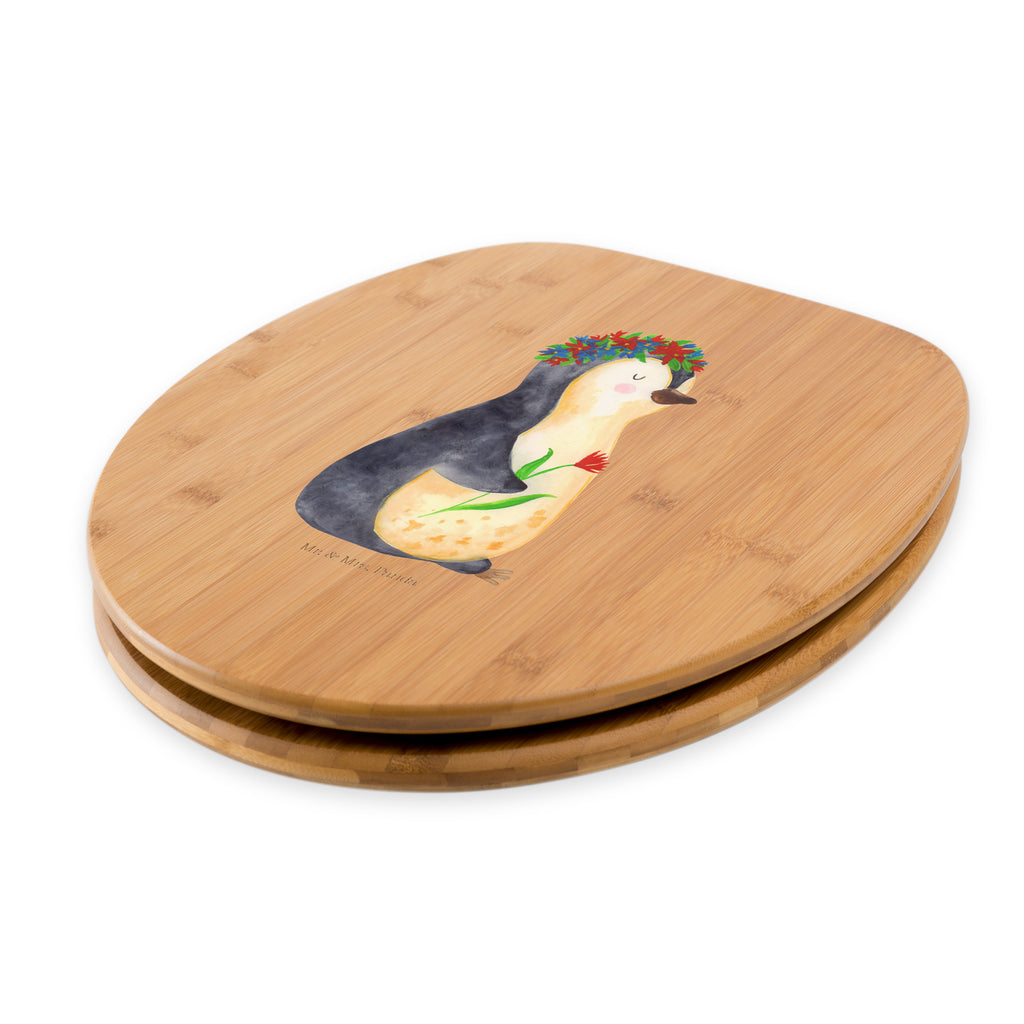 Motiv WC Sitz Pinguin Blumenkranz Klobrille, Klodeckel, Toilettendeckel, WC-Sitz, Toilette, Pinguin, Pinguine, Blumenkranz, Universum, Leben, Wünsche, Ziele, Lebensziele, Motivation, Lebenslust, Liebeskummer, Geschenkidee