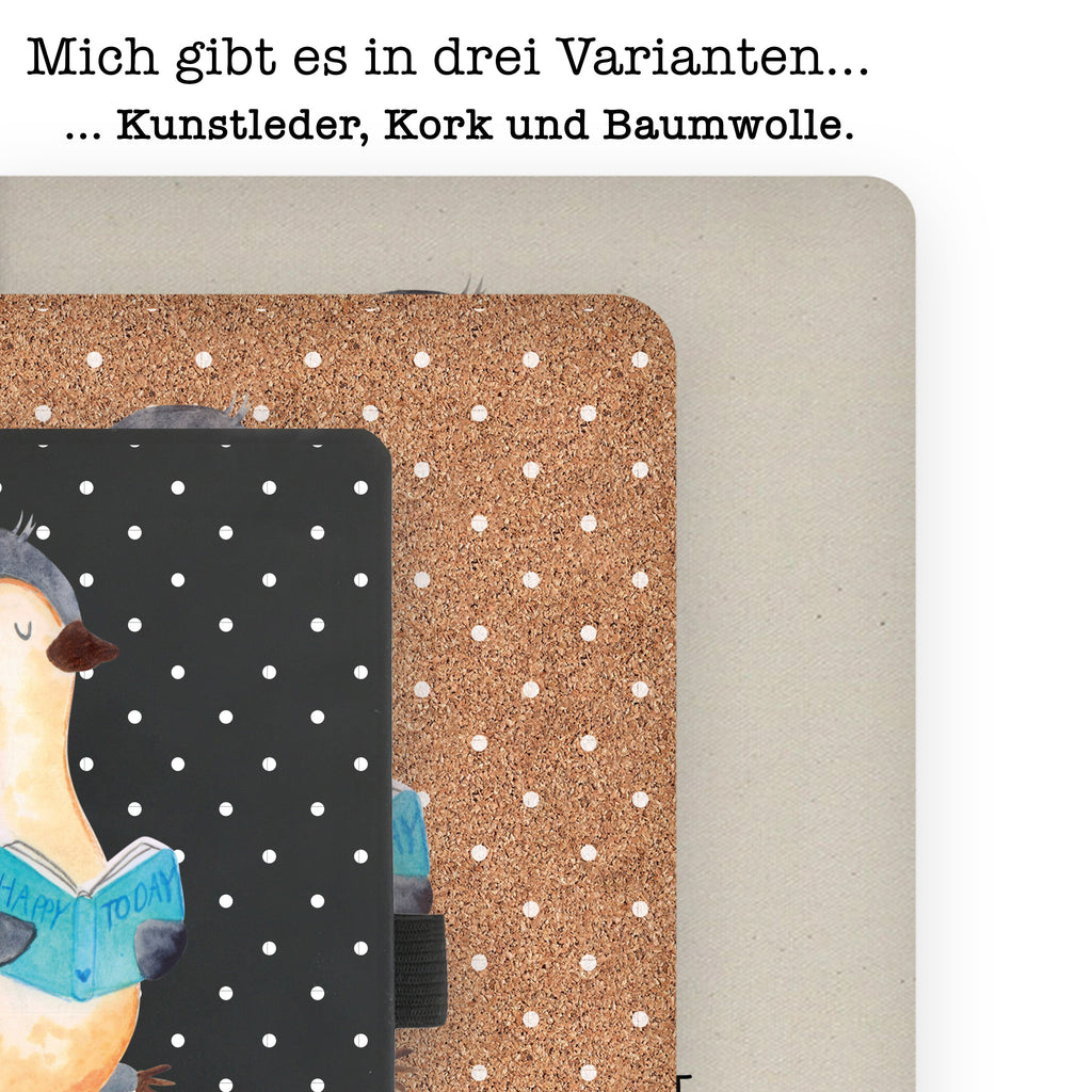 DIN A4 Baumwoll Notizbuch Pinguin Buch Notizen, Eintragebuch, Tagebuch, Notizblock, Adressbuch, Journal, Kladde, Skizzenbuch, Notizheft, Schreibbuch, Schreibheft, Pinguin, Pinguine, Buch, Lesen, Bücherwurm, Nichtstun, Faulenzen, Ferien, Urlaub, Freizeit