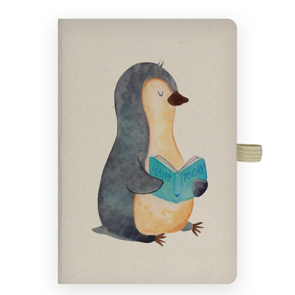 DIN A4 Baumwoll Notizbuch Pinguin Buch Notizen, Eintragebuch, Tagebuch, Notizblock, Adressbuch, Journal, Kladde, Skizzenbuch, Notizheft, Schreibbuch, Schreibheft, Pinguin, Pinguine, Buch, Lesen, Bücherwurm, Nichtstun, Faulenzen, Ferien, Urlaub, Freizeit