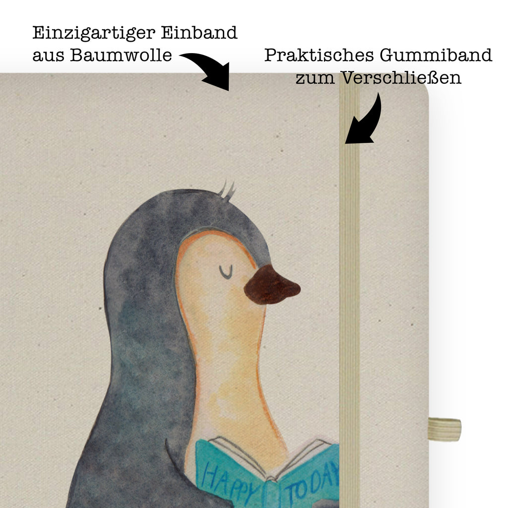 DIN A4 Baumwoll Notizbuch Pinguin Buch Notizen, Eintragebuch, Tagebuch, Notizblock, Adressbuch, Journal, Kladde, Skizzenbuch, Notizheft, Schreibbuch, Schreibheft, Pinguin, Pinguine, Buch, Lesen, Bücherwurm, Nichtstun, Faulenzen, Ferien, Urlaub, Freizeit