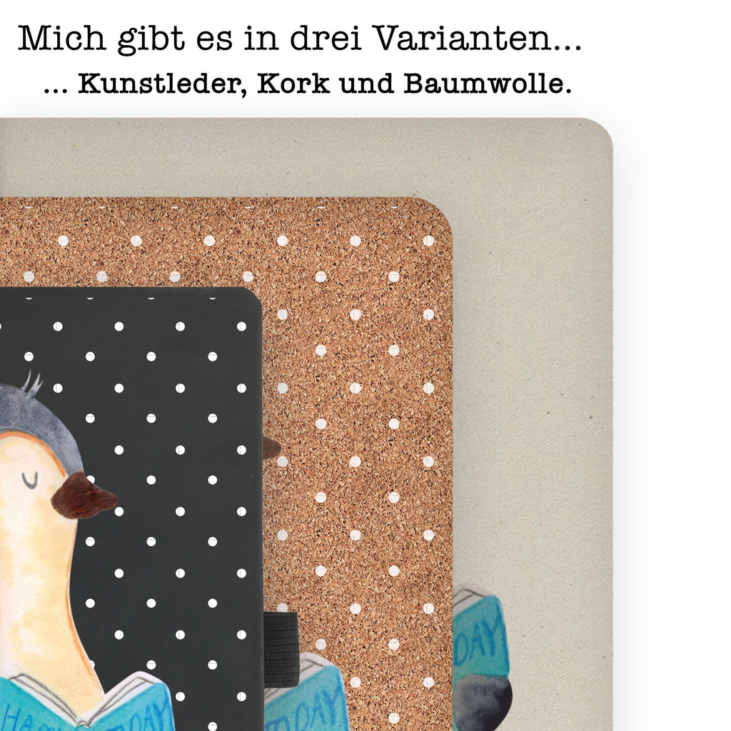 DIN A4 Baumwoll Notizbuch Pinguin Buch Notizen, Eintragebuch, Tagebuch, Notizblock, Adressbuch, Journal, Kladde, Skizzenbuch, Notizheft, Schreibbuch, Schreibheft, Pinguin, Pinguine, Buch, Lesen, Bücherwurm, Nichtstun, Faulenzen, Ferien, Urlaub, Freizeit