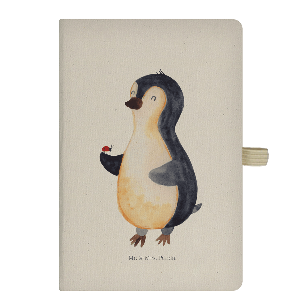 DIN A5 Baumwoll Notizbuch Pinguin Marienkäfer Notizen, Eintragebuch, Tagebuch, Notizblock, Adressbuch, Journal, Kladde, Skizzenbuch, Notizheft, Schreibbuch, Schreibheft, Pinguin, Pinguine, Marienkäfer, Liebe, Wunder, Glück, Freude, Lebensfreude