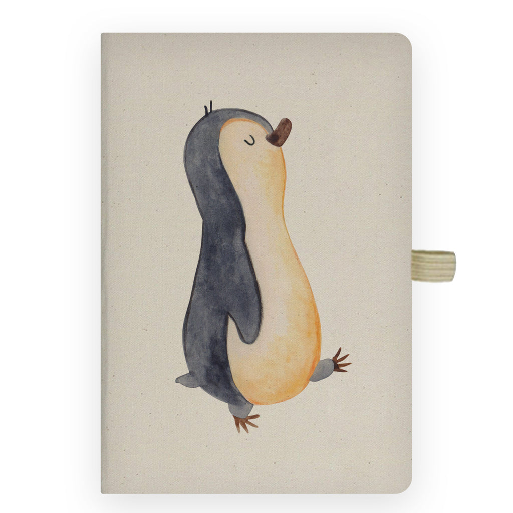 DIN A4 Baumwoll Notizbuch Pinguin marschierend Notizen, Eintragebuch, Tagebuch, Notizblock, Adressbuch, Journal, Kladde, Skizzenbuch, Notizheft, Schreibbuch, Schreibheft, Pinguin, Pinguine, Frühaufsteher, Langschläfer, Bruder, Schwester, Familie