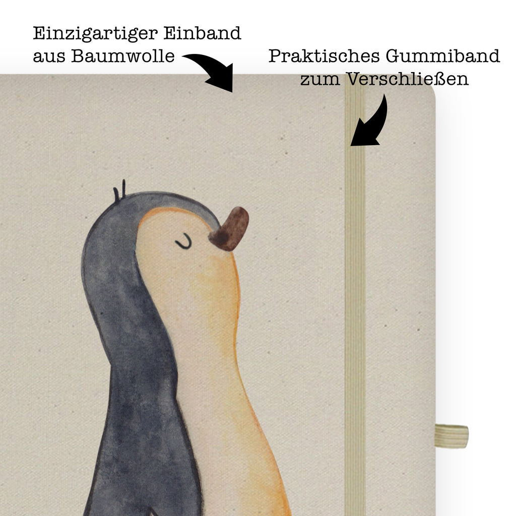 DIN A4 Baumwoll Notizbuch Pinguin marschierend Notizen, Eintragebuch, Tagebuch, Notizblock, Adressbuch, Journal, Kladde, Skizzenbuch, Notizheft, Schreibbuch, Schreibheft, Pinguin, Pinguine, Frühaufsteher, Langschläfer, Bruder, Schwester, Familie