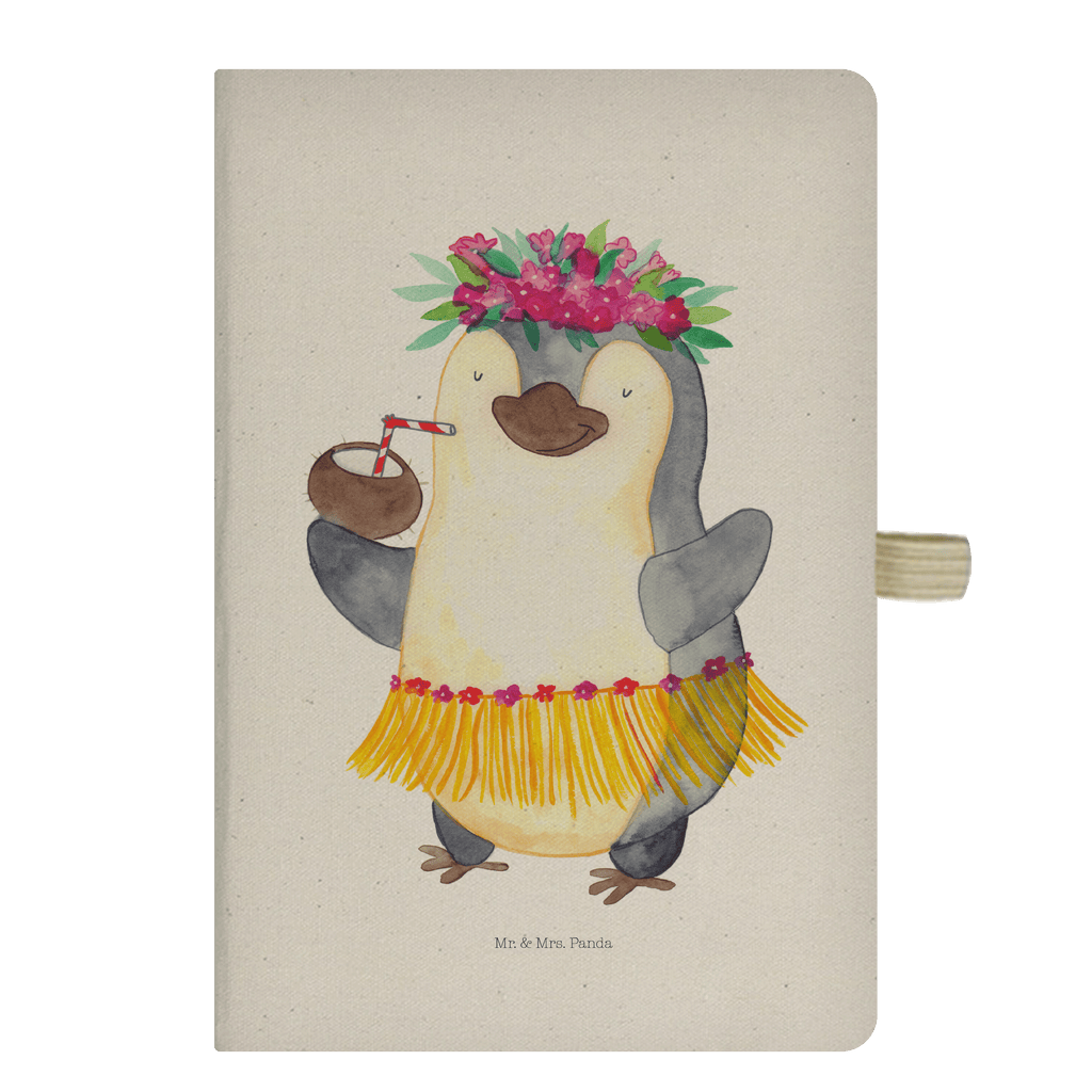 DIN A5 Baumwoll Notizbuch Pinguin Kokosnuss Notizen, Eintragebuch, Tagebuch, Notizblock, Adressbuch, Journal, Kladde, Skizzenbuch, Notizheft, Schreibbuch, Schreibheft, Pinguin, Aloha, Hawaii, Urlaub, Kokosnuss, Pinguine