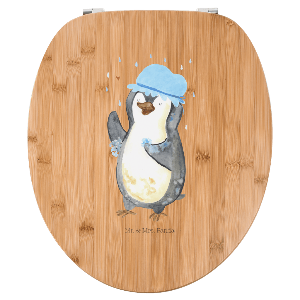 Motiv WC Sitz Pinguin duscht Klobrille, Klodeckel, Toilettendeckel, WC-Sitz, Toilette, Pinguin, Pinguine, Dusche, duschen, Lebensmotto, Motivation, Neustart, Neuanfang, glücklich sein