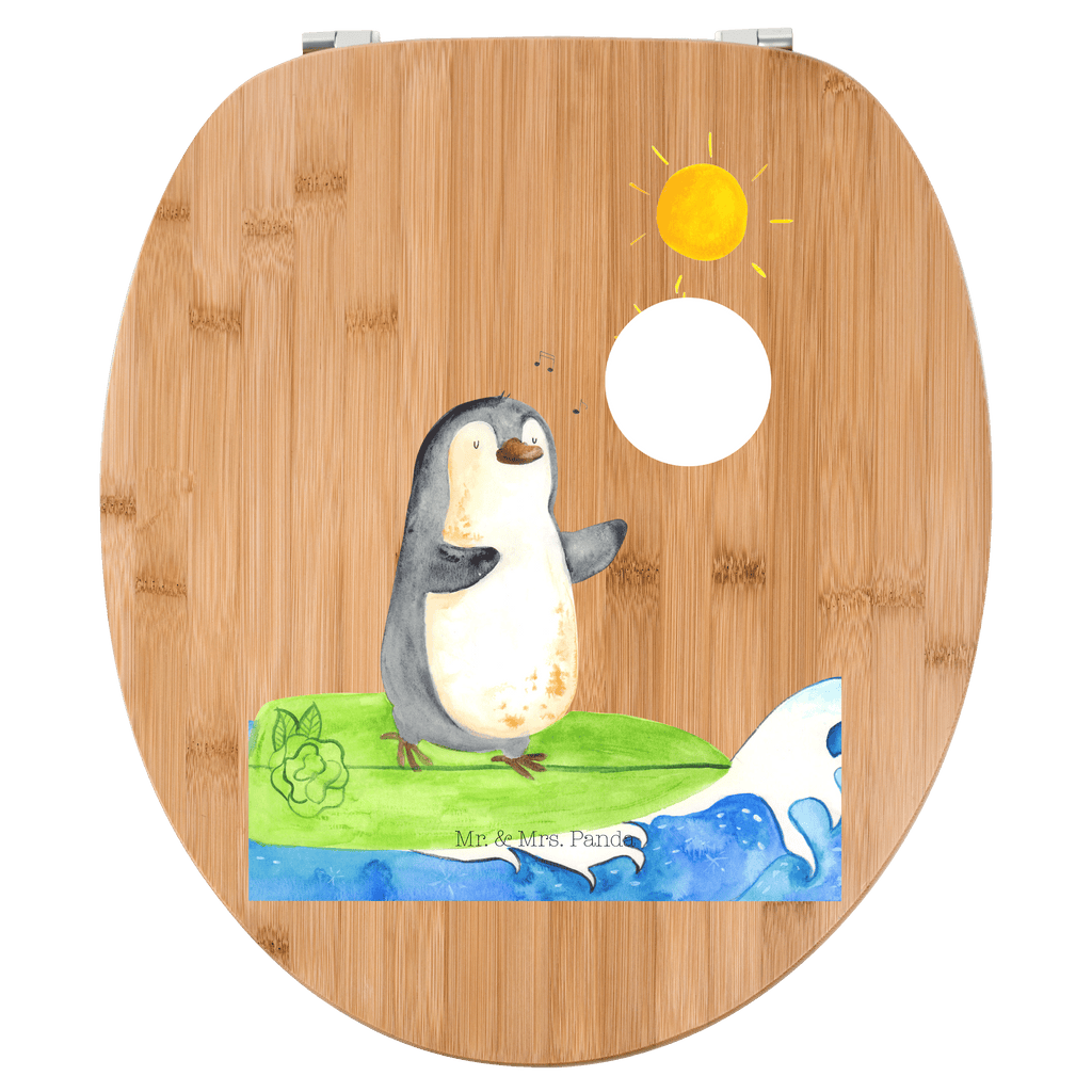 Motiv WC Sitz Pinguin Surfer Klobrille, Klodeckel, Toilettendeckel, WC-Sitz, Toilette, Pinguin, Pinguine, surfen, Surfer, Hawaii, Urlaub, Wellen, Wellen reiten, Portugal