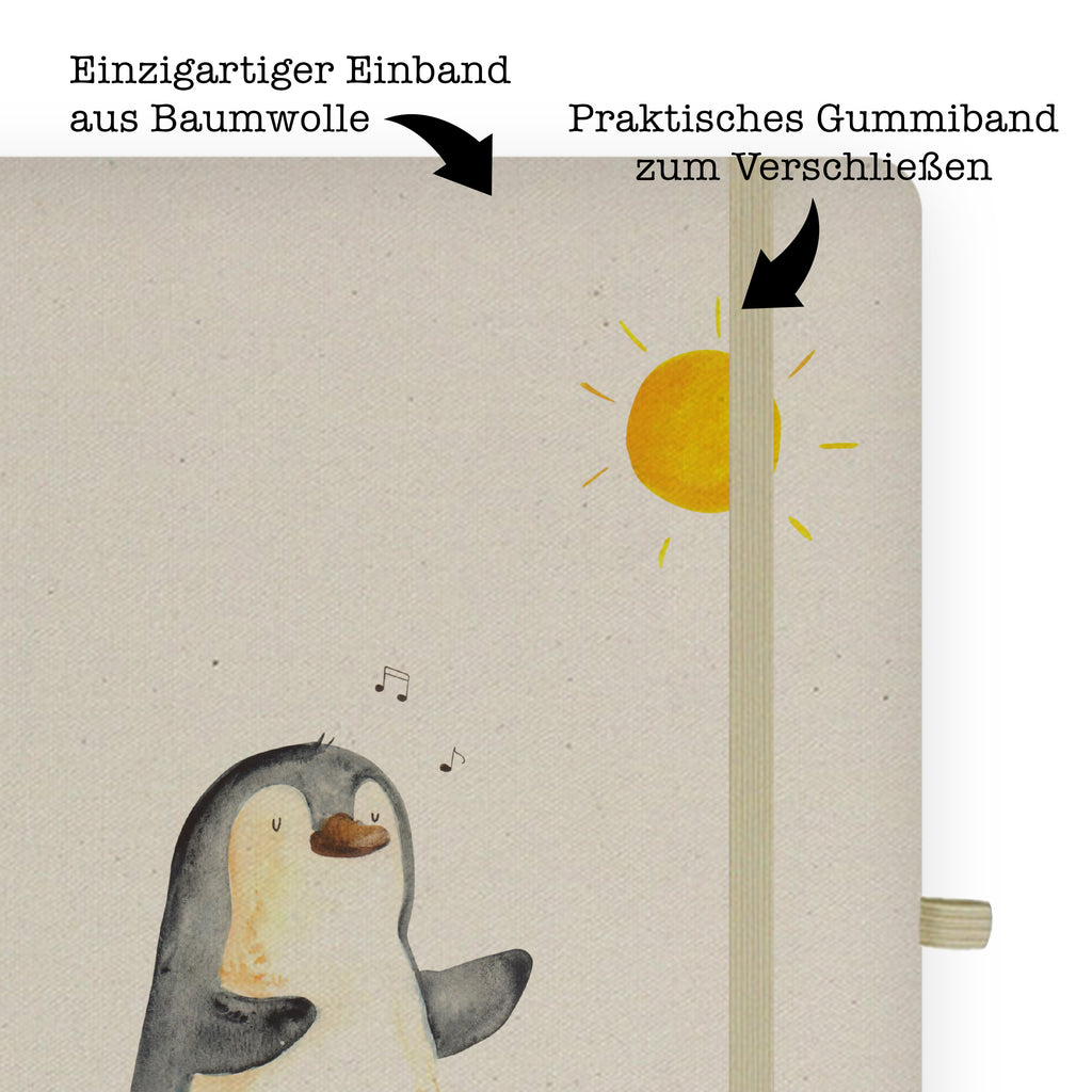 DIN A4 Baumwoll Notizbuch Pinguin Surfer Notizen, Eintragebuch, Tagebuch, Notizblock, Adressbuch, Journal, Kladde, Skizzenbuch, Notizheft, Schreibbuch, Schreibheft, Pinguin, Pinguine, surfen, Surfer, Hawaii, Urlaub, Wellen, Wellen reiten, Portugal