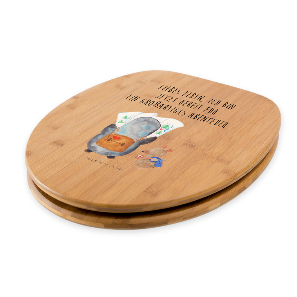 Motiv WC Sitz Pinguin & Maus Wanderer Klobrille, Klodeckel, Toilettendeckel, WC-Sitz, Toilette, Pinguin, Pinguine, Abenteurer, Abenteuer, Roadtrip, Ausflug, Wanderlust, wandern
