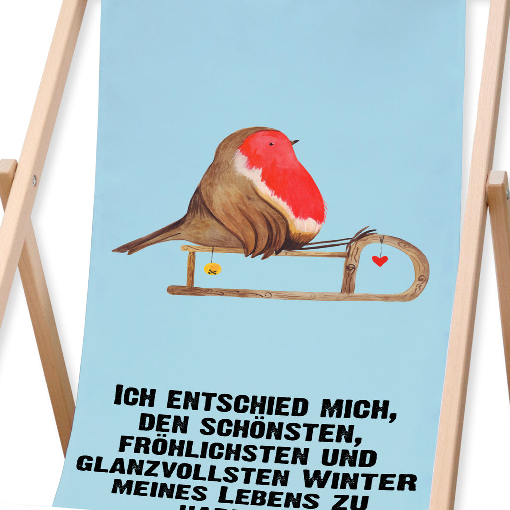 Gartenliege Rotkehlchen Schlitten Sonnenliege, Strandliege, Liege, Liegestuhl, Gartenliege, Gartenstuhl, Winter, Weihnachten, Weihnachtsdeko, Nikolaus, Advent, Heiligabend, Wintermotiv, Schlitten, Vogel
